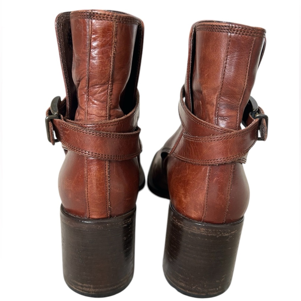 Joan & David Brown Leather Heeled Ankle Boots Italy Buckle Strap EU 40.5 Chelsea - Picture 7 of 14